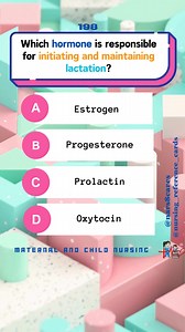 Which hormone is responsible for initiating and maintaining lactation? * * * #nurses #doctors #nursing #medical #nurseexam #NCLEX #nclexreview #nclexrn #registerednurse #medicaldoctor #medicine #nclexprep #nursingstudent #medicalstudent #RN #NMCCBT #fbreels #fypシ゚ @highlight @followers @everyone | Nursing Reference Cards