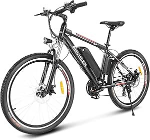 ANCHEER 26 inch Electric Bike for Adults, Commuting Ebike with 36V 10.4Ah Battery, 250W Motor Electric Mountain Bike, and Professional 21 Speed Gears