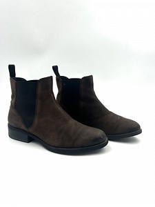 Vintage Leather Chelsea Women Booties: Brown Flat Boots Size 38EU 7US - Etsy