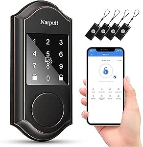 Smart Lock, Keyless Entry Door Lock Deadbolt, Electronic Touchscreen Keypad for Front Door, Bluetooth App/WiFi Remote Control(Need G2 Gateway), Auto Lock, Easy Install, Bronze