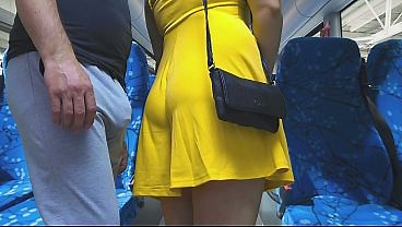 Groped Inside Bus! Stranger CUMS Hard While She Stroke His Long Dick