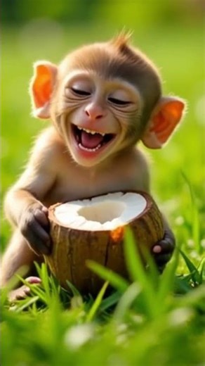Smiley Monkey Fun 😍🐒" #CuteMonkey #HappyVibes #MonkeyLove