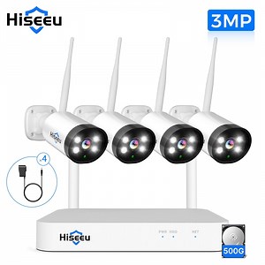Hiseeu Wireless Camera System, 10CH Expandable 4K Security NVR, 4Pcs 3MP Outdoor Cameras, 2-Way Audio, Human Detection, IP66 Waterproof, 500GB HDD 2.4/5.8GHz WiFi Pro-tech - Walmart.com