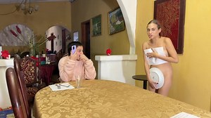 Latina Servers Clothing Magically Disappear | Clips4sale