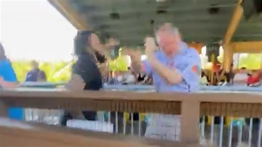 Shocking moment fight erupts in line for rollercoaster as young kids scream