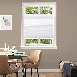 MiLin Top Down Bottom Up Blackout Cellular Shades, Cordless Window Cellular Shades Blinds for Windows Top Down Bottom Up Single Cell Honeycomb Blinds & Shades Custom Cut to Size - White 22" W x 60" H
