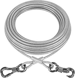 XiaZ 10ft Dog Tie Out Cable, Dog Runner for Yard Steel Wire Pet Cable with Durable Lockable Clips, Chains for Outside Dogs Lead for Medium Dogs Up to 60 LBS