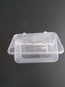 [Hot Item] Plastic Take Away Box with Hinged Lid 650ml Rectangular