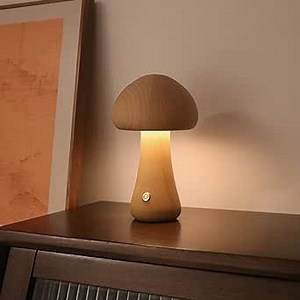 wood lamp Bedroom bedside lamp Mini night light small lamps for small spaces Warm light wood bedside lamp Mini mushroom lamp Rechargeable portable night light Bedroom Living room Table Kitchen Camping