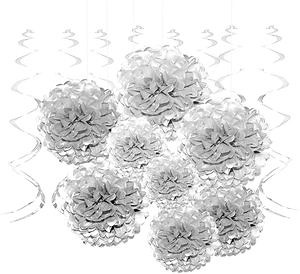 [Hot Item] Silver Wonderland Frozen 1st Birthday Party, Baby Shower. Wedding Hanging Decorations Paper Pompom