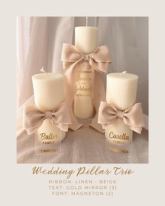 Personalized Wedding Candle Set – Handmade Ribbed Soy Pillar Trio - Etsy Australia