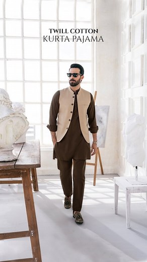 Twill Cotton Kurta Pajama with Mandarin Ban, a hidden button placket, trim details on button placket, straight cuff, side pockets and hem! SKU: 23SK011-0XS-DKO Price: Rs 8995/- www.charcoal.com.pk #charcoal #kurtapajama #twillcottonkurtapajama #mensethnicwear #eiduladha #mensclothing #kurtapajama | CHARCOAL (Official Page)