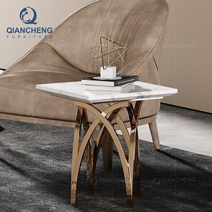 [Hot Item] Customs Living Room Home Furniture Golden Small Marble Sofa Corner Side Table