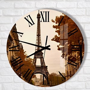 Eiffel Tower Tempered Glass Wall Clock: French Paris Decor - Etsy