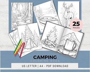 Camping Coloring Book | Cozy Outdoor Nature Printable (PDF) - Etsy Canada