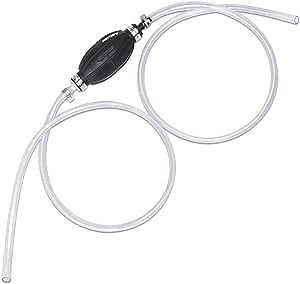 FIRSTINFO Gasoline Siphon Hose, Portable Hand Fuel Transfer Siphon Pump for Gasoline, Fuel, Oil Water with 2 Durable PVC Hoses