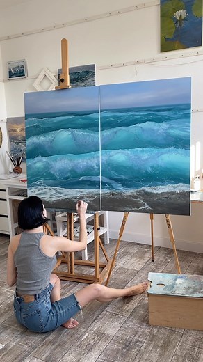 Diptych is not so easy to paint actually.. (if you don’t have two similar quality easels 🙃) | Alexandra Velichko