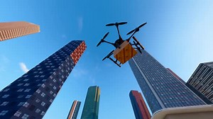 Delivery Drones Fly Over Cities