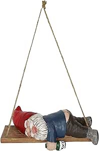 Ebros Gift Whimsical Mr Gnome Sleeping On Swinging Plank Tree Branch Hanger Wall Hanging Cabin Lodge Decorative Figurine Patio Garden (Passed Out Drunk Bare Bottoms Up Gnome)