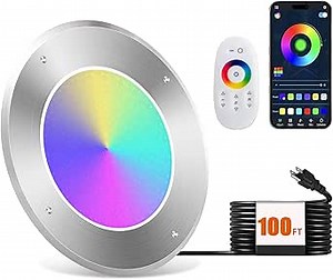 Winado 10" LED Pool Lights for Inground Pool, 120V 54W Swimming Pool Lights with 100FT Cord, App/Remote Control, IP68 Waterproof Pool Underwater Multicolor Light for Wet Niche
