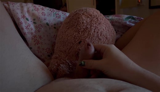 tgirl giving her plush a facial