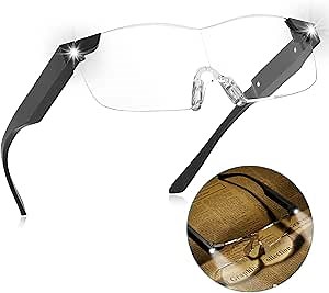 Amazon.com: Magnifying Glass with Light,160% Lighted Magnifying Glass,Rechargeable LED Lights, Magnifying Glasses Hands Free for Hobbies,Reading,Close Work,Crafts and More-B : Health & Household