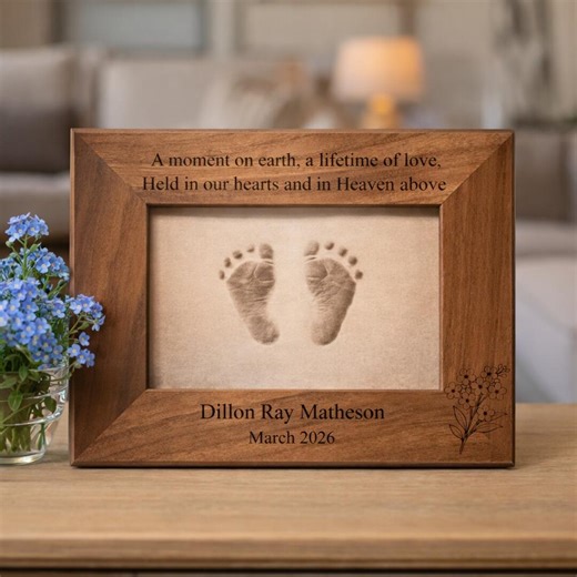 Personalized Angel Baby Memorial Frame, Forget Me Not Engraved Wooden Picture Frame, Baby Loss Keepsake, Custom Infant Remembrance Gift, 185 - Etsy