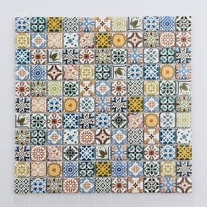 [Hot Item] Square Size Beveled Glass Mirror Mosaic Wall Tile Colorful Graffiti for Background Wall, TV Background Kitchen Backsplash