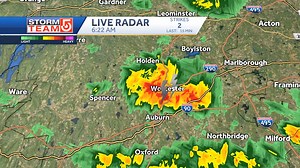 THUNDERSTORM... just popped up over Worcester with lightning and a quick downpour. Expect isolated showers and a few t-storms this morning. Storms become more widespread noon-4pm with a few severe storms possible bringing hail and strong winds #WCVB | Boston Weather Updates