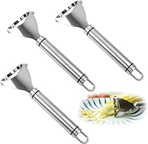 Corn Cob Peeler Cutter Stripper - Corn Grinder with Corn Cob Remover Tool Stainless Steel Corn Planer for Kitchen Corn Thresher with Ergonomic Handle （3PCS）