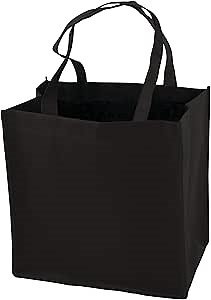 True 6 Bottle Wine Carrier, Reusable Grocery Bags, Foldable Tote Bag for Groceries, Liquors, Beers, Party Favors, Picnic, Camping, Outdoor, Travel, Craft Projects, Set of 1, Black