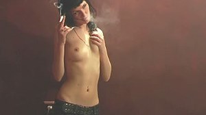 Hottie Mara smoking fetish topless in jeans | Clips4sale