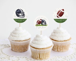 Football Cupcake Toppers Printable Template, Little All-star Theme Birthday Party for Boy, Little Rookie Baby Shower for Touch Down Party - Etsy