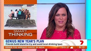 This group of friends in New Zealand built a sand island in ‘international waters’ to get around a New Year’s Eve liquor ban on the beach. Genius! #sun7 | yahoo7.com.au/sunrise | Sunrise