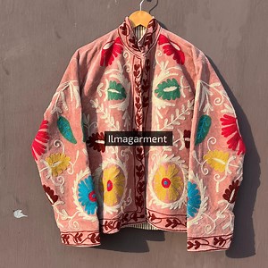 Velvet Embroidered Suzani Jacket, Fish Motif, Cotton Lined - Etsy UK