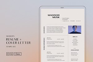 Moderner Lebenslauf / Anschreiben Vorlage - Etsy.de