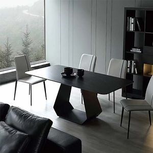 [Hot Item] Factory Italian Furniture Stainless Steel Wedding Dining Tables Marble Black Restaurant Table