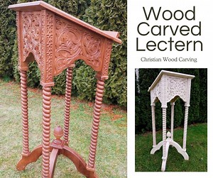 Christian Wooden Lectern | Elegant Bible Stand & Prayer Room Furniture | Wood Carving | Susidkoart - Etsy Australia