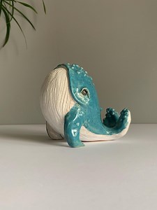 Ceramic Whale Figure in Blue Color. Oceanic Decor for Your Home - Etsy