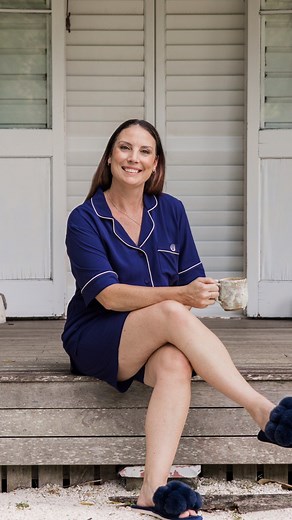 “These aren’t just pyjamas. They’re permission to pause.” — Chelle I wanted something beautiful for women who’ve walked through hard things — and those who just need a moment to breathe. #pyjamaswithpurpose #australiandesignedsleepwear #akoyaclothing | Akoya Clothing