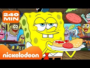 Bob l'éponge | Cuisson Non-Stop avec Bob l’éponge ! 🍔 | 4 Heures | Nickelodeon France
