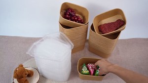 Amazon.com: Gdotmely 50 Pack Paper Food Containers with Lids,35 oz Kraft Paper Bowls,Cardboard Meal Prep Containers with Lids for Salad,Snacks,Desserts,Hot/Cold Food,Rectangular Disposable Bowls : Health & Household