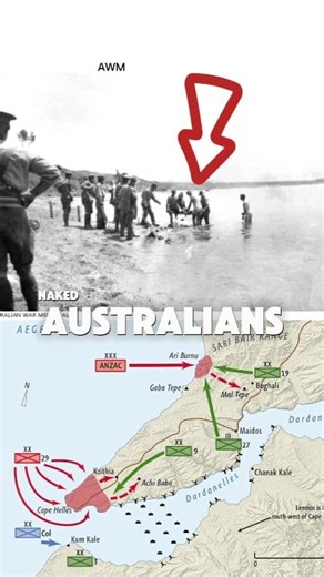 In Anzac Cove, Gallipoli, naked Australians carry Ottoman officer Major Kemal Ohri around the beach front line obstacles to negotiate a rare occurrence in #WW1, a truce. It was negotiated between the two armies to bury the fallen that lay where they fell in no-man's-land, between the two trench lines. In May of 1915 the Ottoman Army tried to break the ANZAC lines with a mass charge attack, an attack that the ANZACs were able to repel with bullets and even shots from offshore warships. Thousands