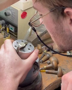 Seal engraver Joe can be seen here seal engraving a titanium signet with a saintly subject. . . . #signetring #signetrings #sealrings #sealengraving #sealengraved #engraver #engraved #saintjude #catholicism #catholicsofinstagram #catholichurch #catholicsaints | Dexter Signet Rings