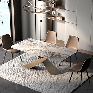 [Hot Item] Italian Modern Luxurious Home Dining Set Chair Rectangular Marble Dining Table for Sale