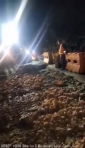 Department of Public Works and Highways - Bicol sheet pile installation in Barangay Bulawan, Lupi, Camarines Sur on Friday night (Dec. 20, 2024). Road safety lights were also installed in Barangay Cabutagan to aid motorists. | via Connie Calipay; 🎥 DPWH-Bicol | Philippine News Agency