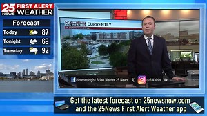 We can't completely rule out a stray shower or storm later today, but chances are only about 20%. Otherwise expect a hot and humid afternoon. | 25News WEEK