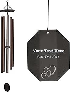 Lambright Chimes Court Haus 62" Tall, Terra Personalized Wind Chimes for Outside, Custom Windchimes, for Women, Anniversary, House Warming, Memory, Sympathy, Loss, Celebration