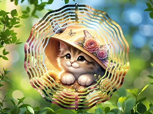 Adorable conception animée de sublimation de ressort de vent de ressort de chaton, chaton rond de PNG dans le jardin, sous-verres, ornements téléchargement de fichier numérique - Etsy France