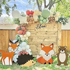Woodland Baby Shower Decoration 4pcs Cute Animal Cutout Woodland Creatures Forest Animal Theme Decor for Baby Shower Backdrop